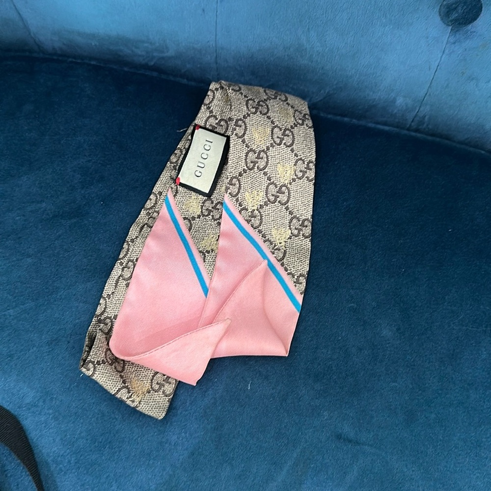 Gucci Beige and Pink GG Pattern Scarf